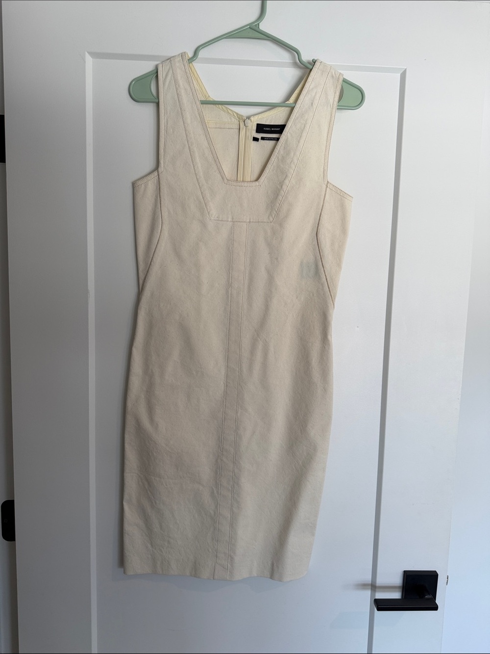 Isabel Marant Cream Sleeveless Square-Neck Sheath Dress